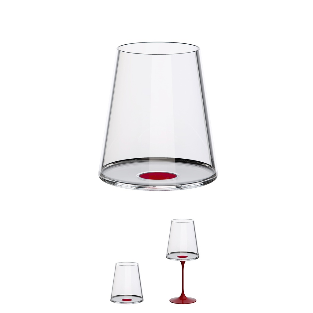 Copa cristal vino tinto c/iman Rojo Set x 2