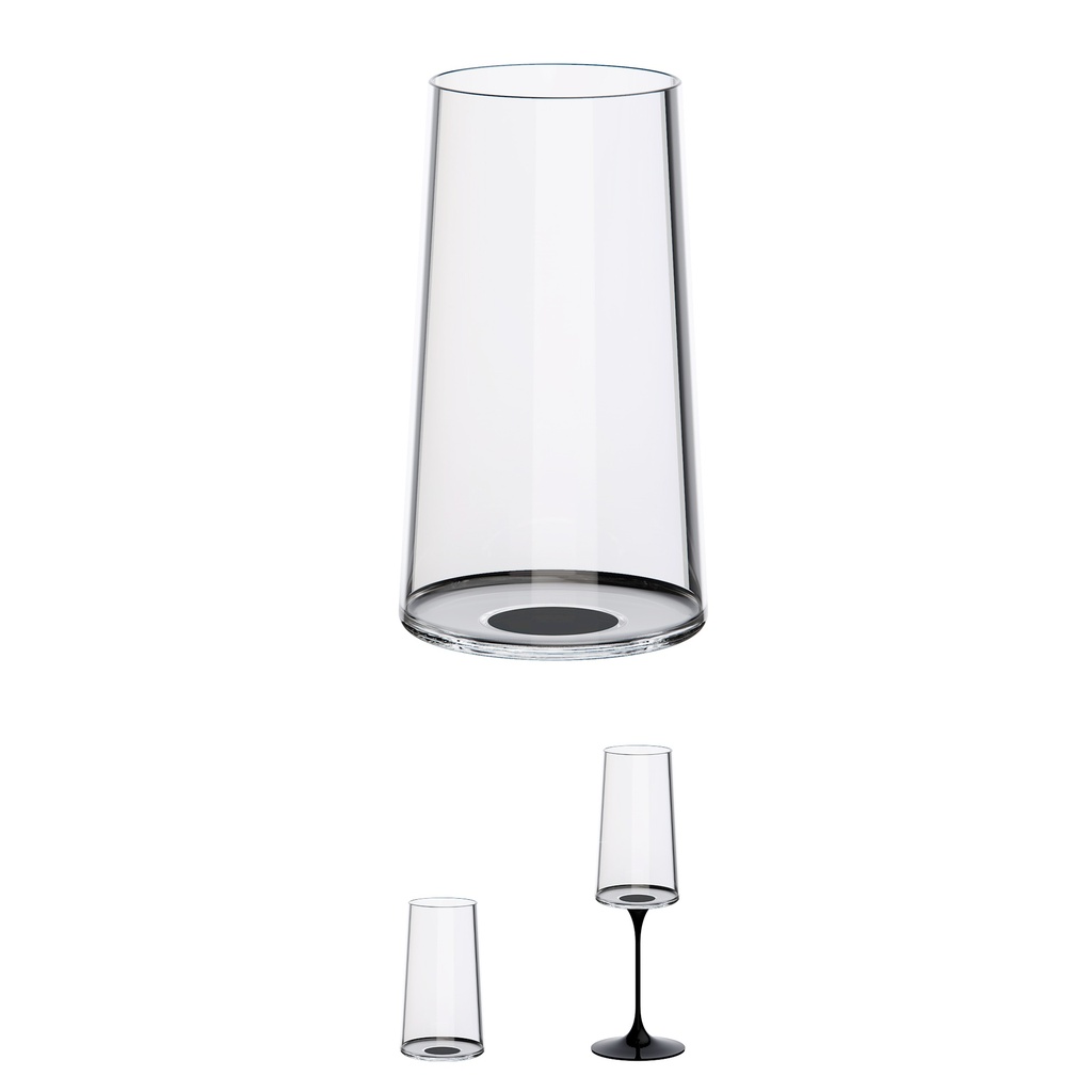 Copa cristal trago largo c/iman Negro Set x 2