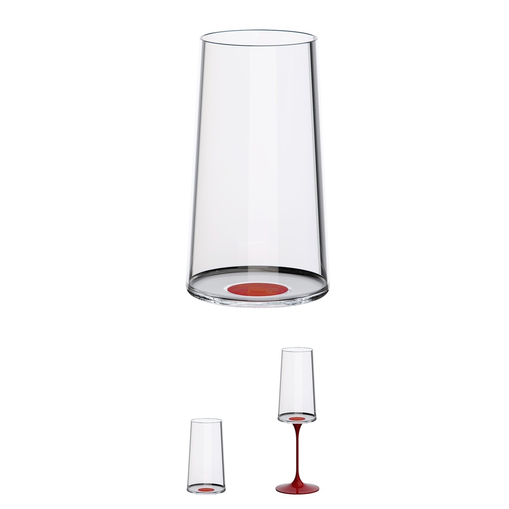 Copa cristal trago largo c/iman Rojo Set x 2
